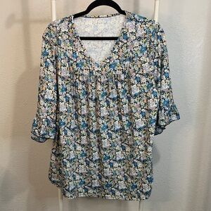 Chic Floral‎ V-Neck Blouse